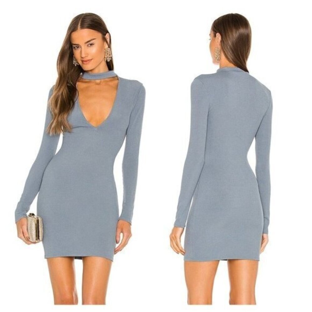 Michael Costello x REVOLVE Selah Mini Dress - Dusty Blue